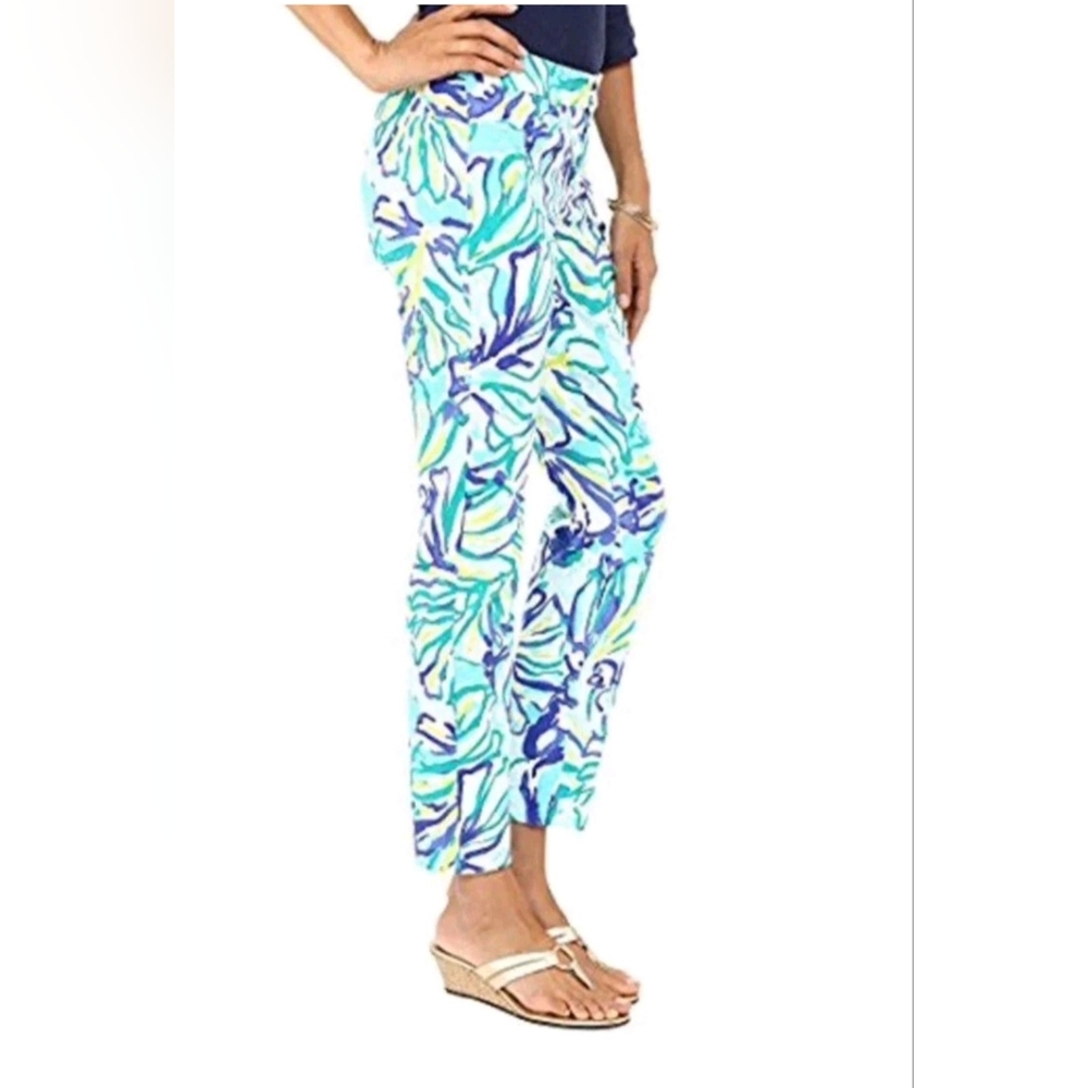 NWT Lilly Pulitzer Pool Blue Kelly Skinny Ankle Pants, Size 10 - Picture 3 of 6